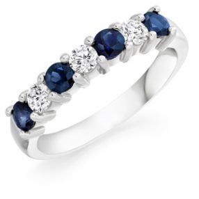 Diamond & sapphire 7 stone half eternity ring